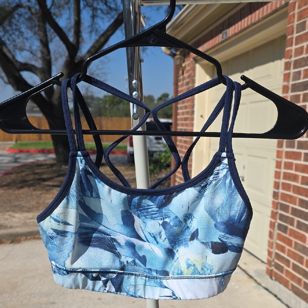 No Boundaries Blue Floral Sports Bra